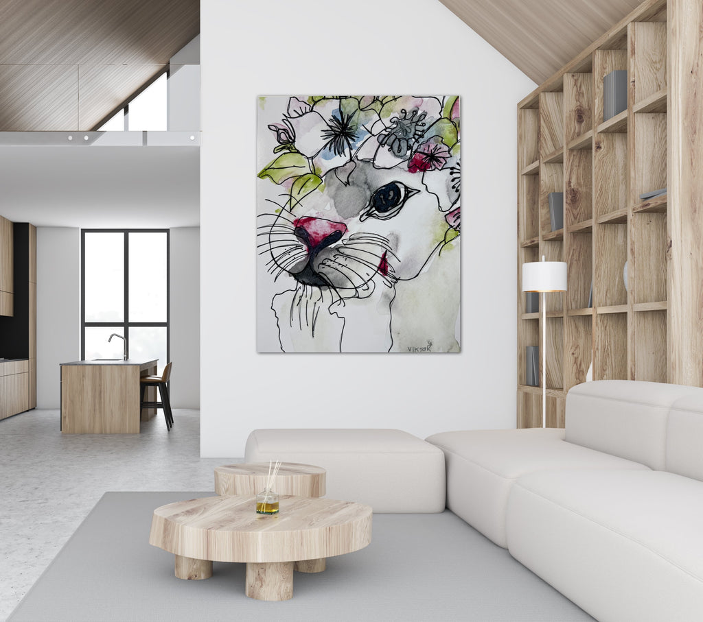 Rabbit Collection 1 (pink/green flowers) - Art Prints