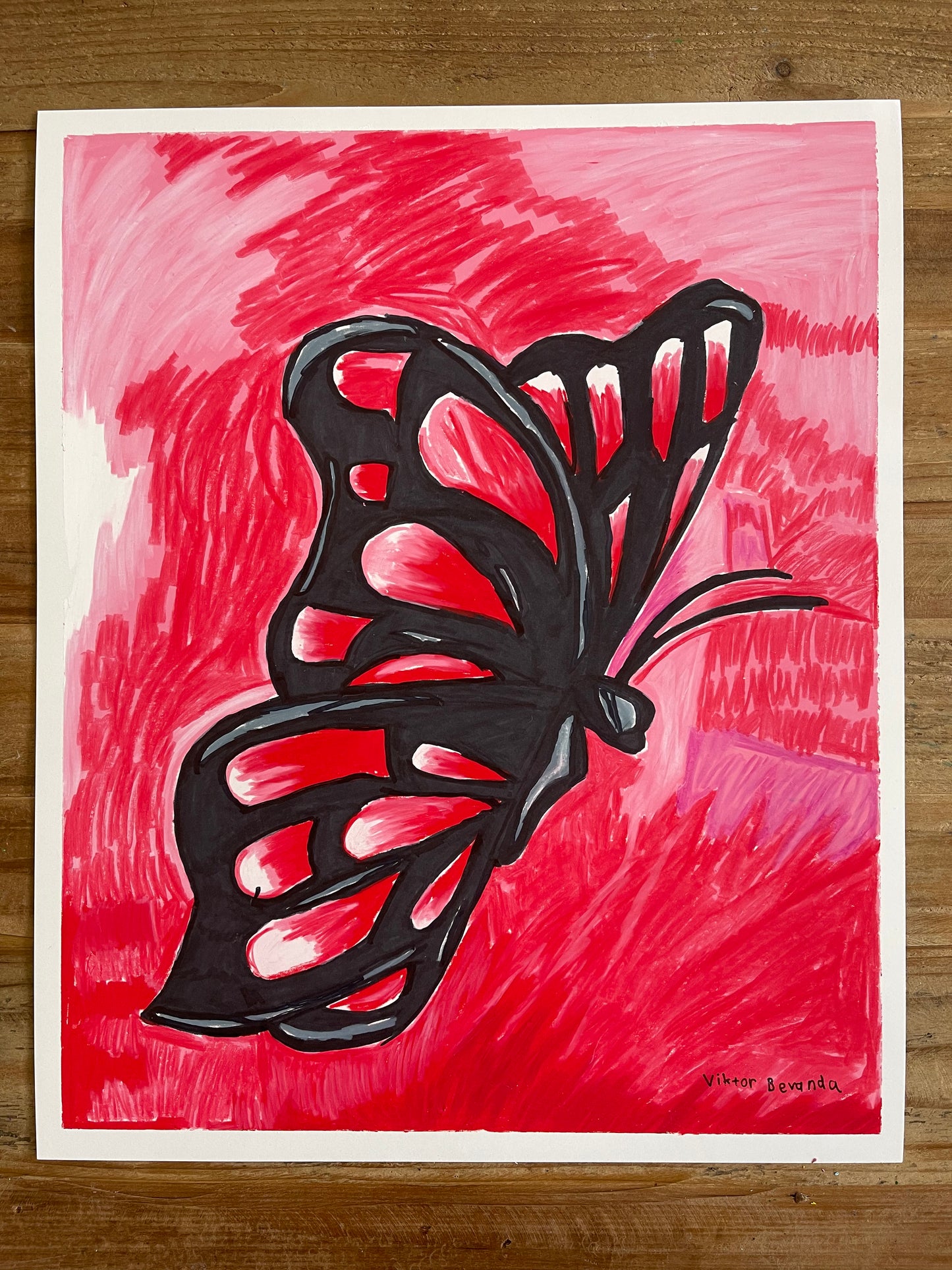 Red Butterfly - ORIGINAL 14x17”