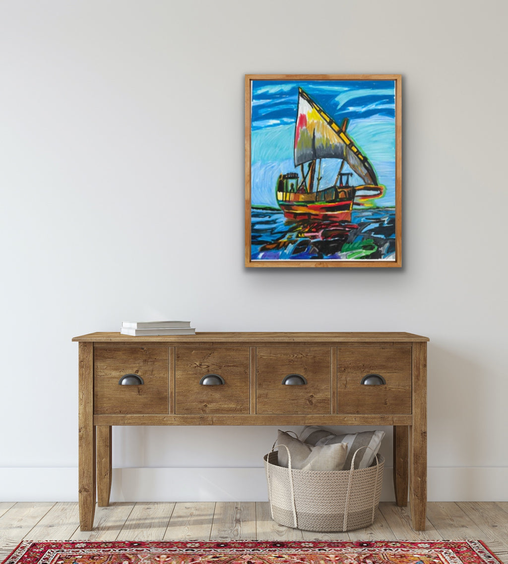 Dhow Sailing Boat - ORIGINAL 14x17” - Vichy's Art