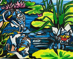 Lotus in the pond - ORIGINAL 14x17” - FRAMED - Vichy's Art