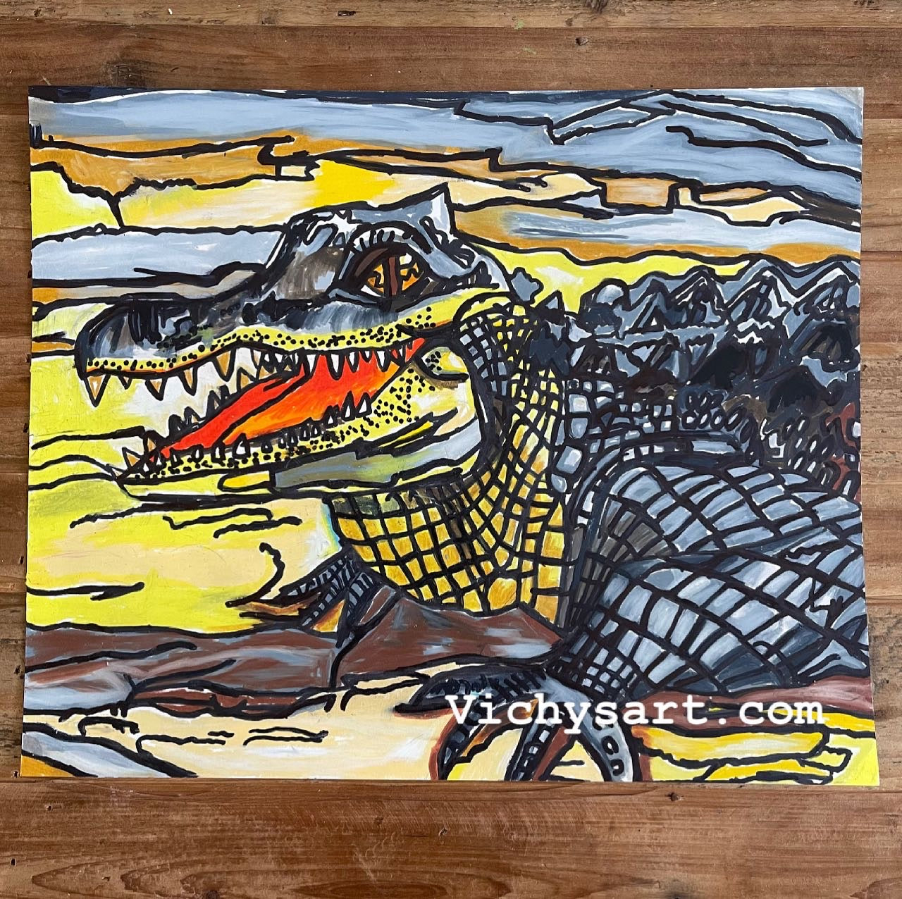 Gator   - ORIGINAL  14x17” - Vichy's Art