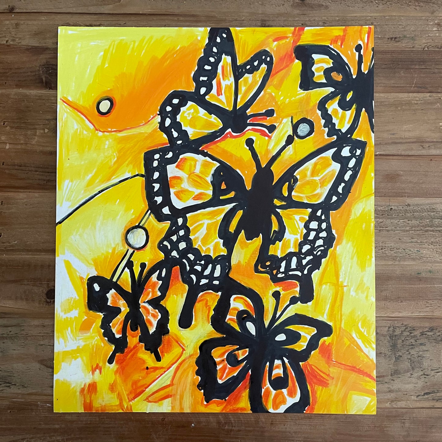 Yellow Butterflies   - ORIGINAL  14x17”