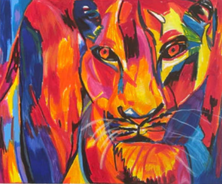 Red Lion - Original oil pastel artwork -  FRAMED - 14x17”