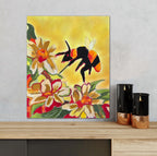 Sunflowers and the Bee - ORIGINAL Oil Pastel art 14x17"