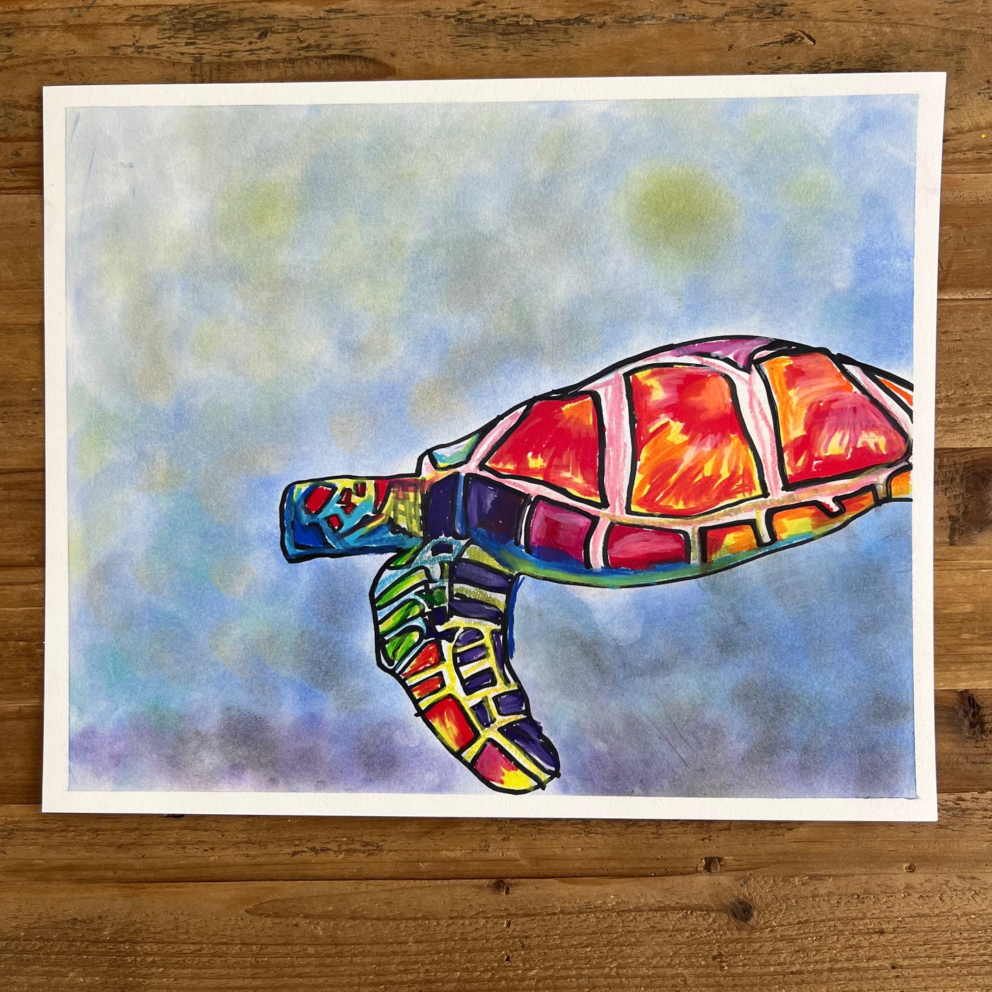 Turtle in the Sea - ORIGINAL 14x17”