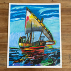 Dhow Sailing Boat - ORIGINAL 14x17” - Vichy's Art