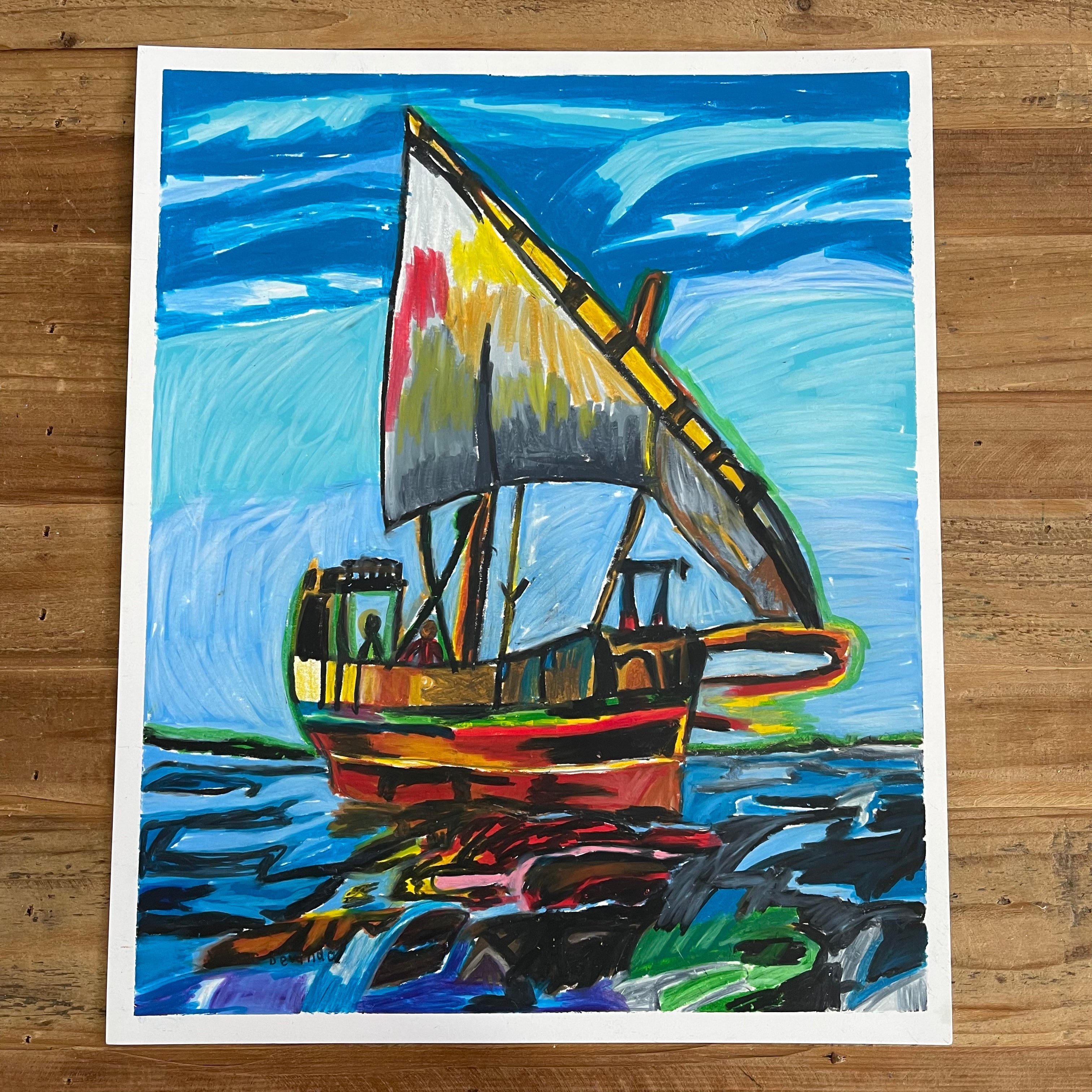 Dhow Sailing Boat - ORIGINAL 14x17” - Vichy's Art