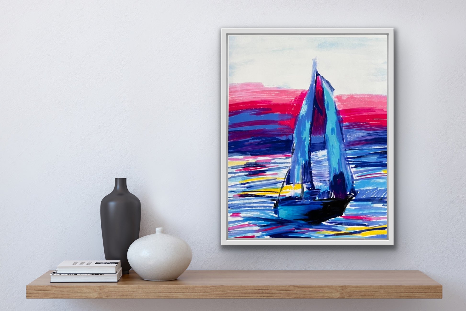 Blue Sailing boat  - fine prints of original artwork - Vichy's Art