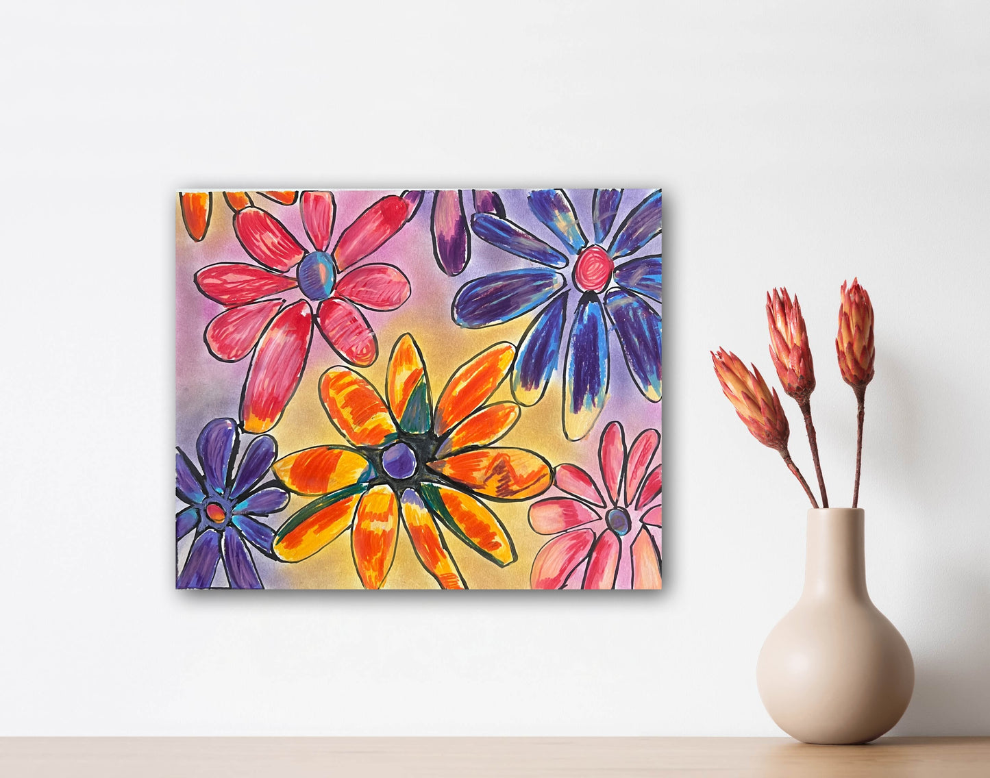 Colorful Flowers - ORIGINAL 14x17”