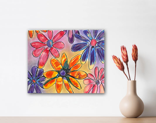 Colorful Flowers - ORIGINAL 14x17”