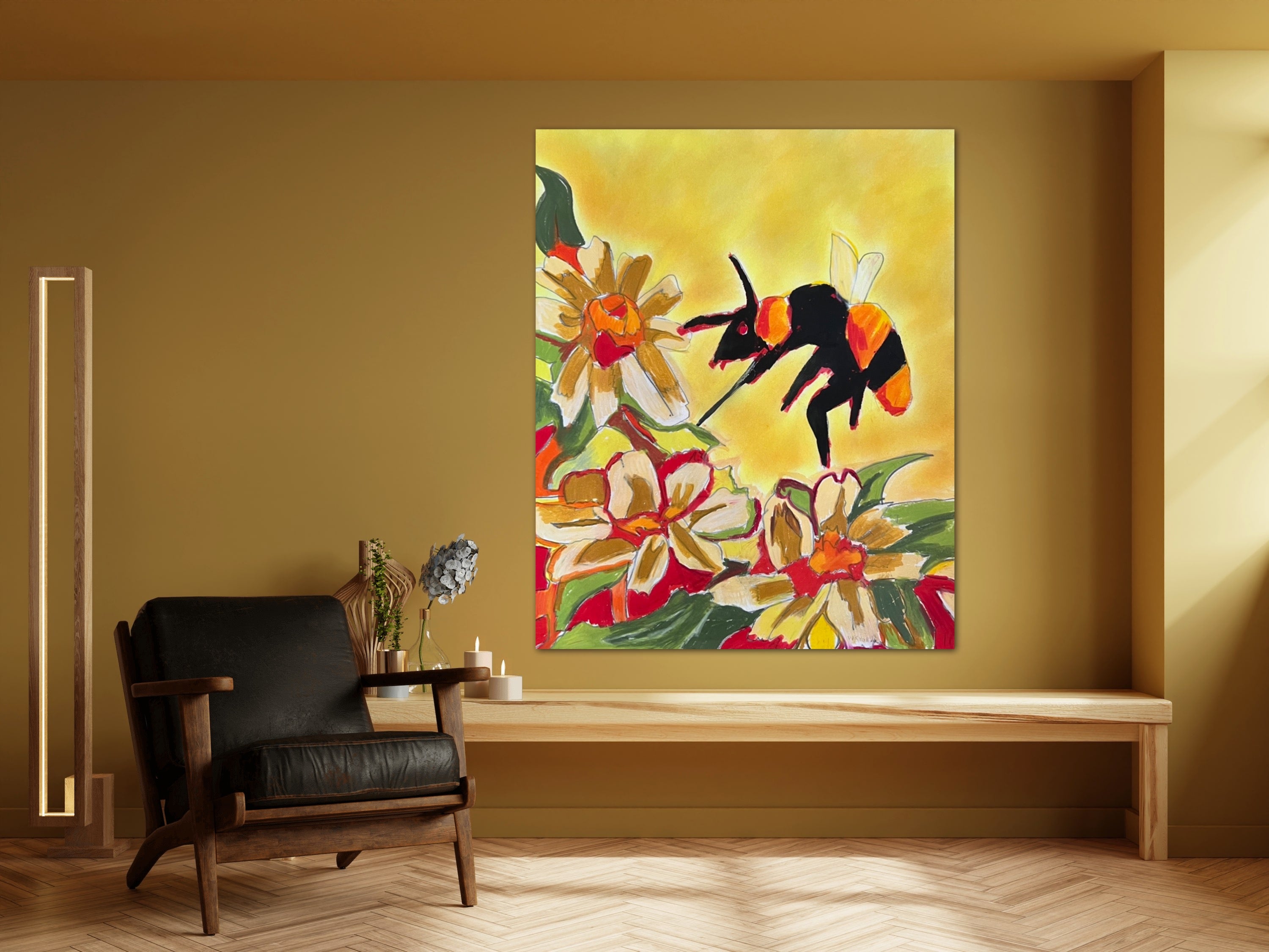 Sunflowers and the Bee - Art Prints