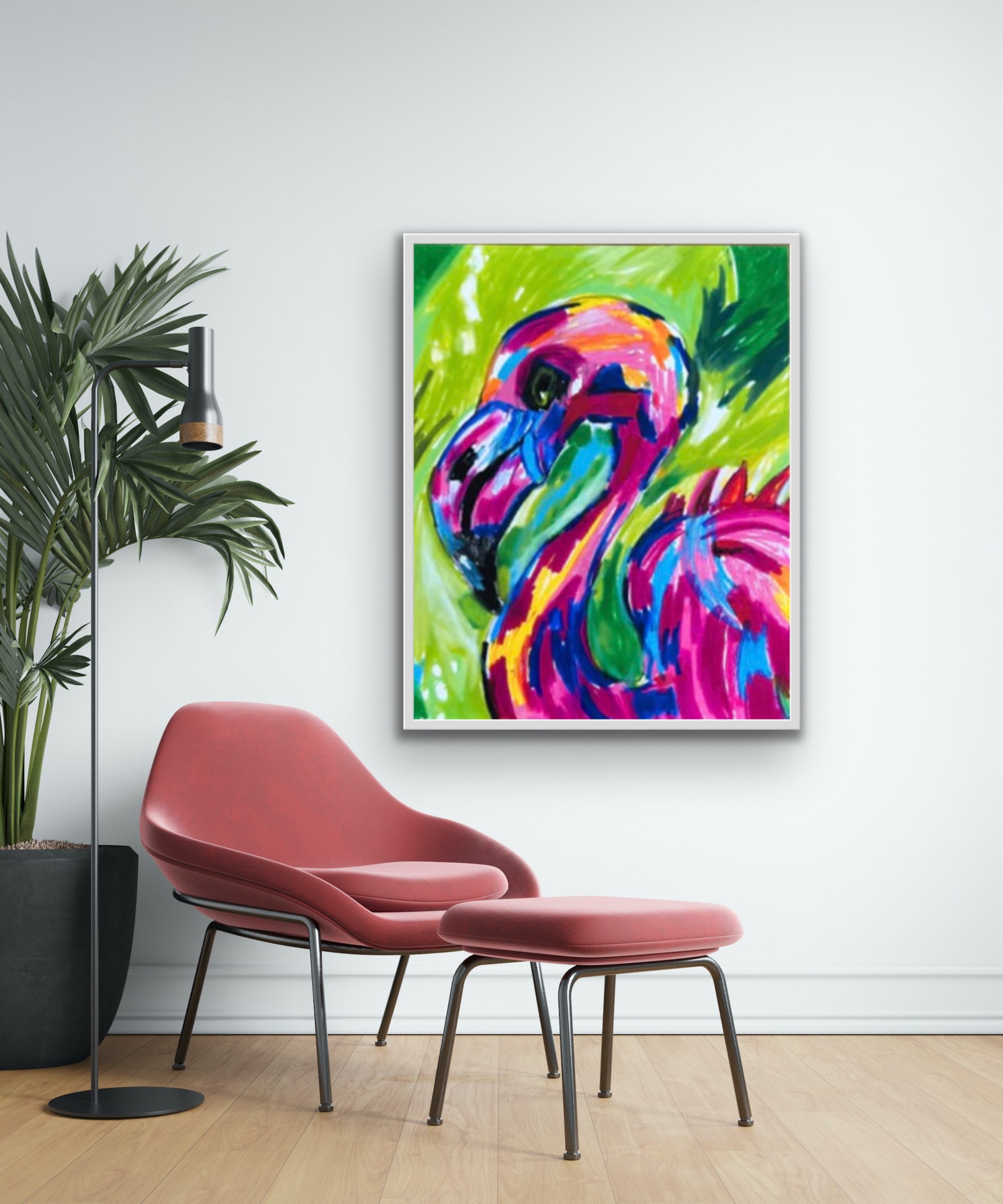 Pink Flamingo  - fine prints and canvas prints in more sizes - Vichy's Art