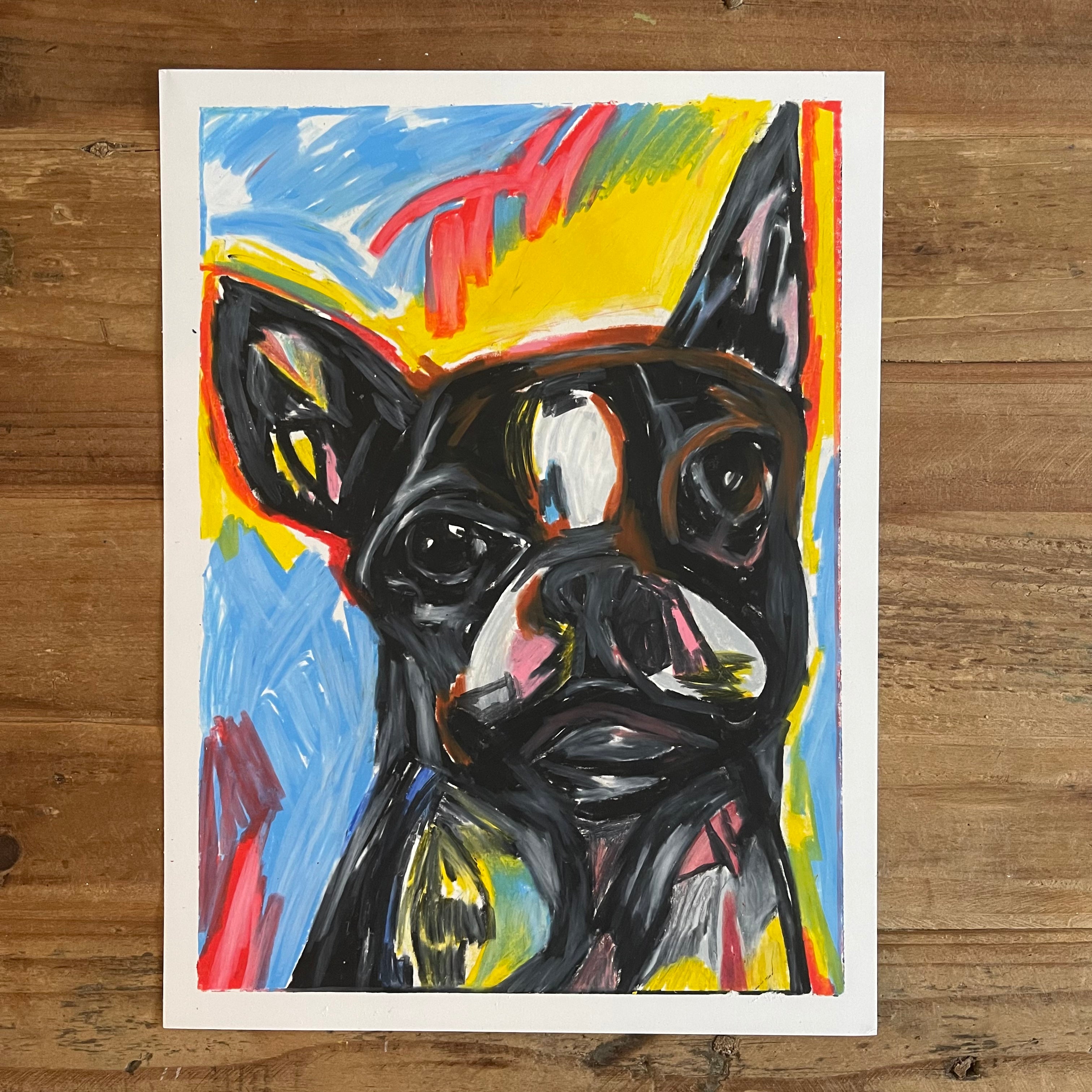 Boston Terrier - original 9x12" - Vichy's Art