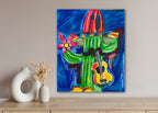 Mexican Cactus - ORIGINAL Oil Pastel art 14x17"