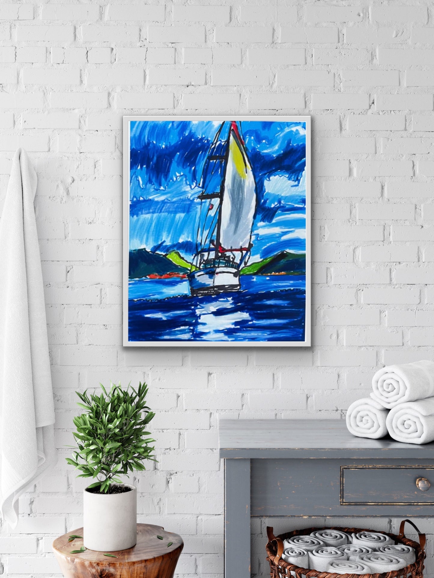 Sailing boat - Stretched Canvas Print in more sizes