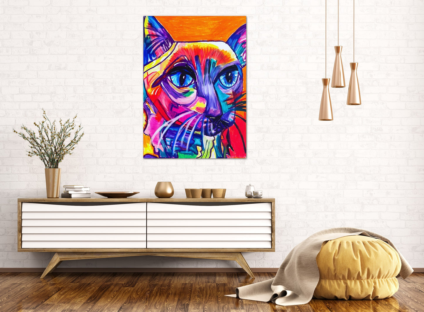 Colorful Cat - Stretched Canvas Print in more sizes