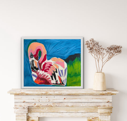 Flamingo pond - ORIGINAL 14x17”