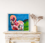 Flamingo pond - ORIGINAL 14x17” - Vichy's Art