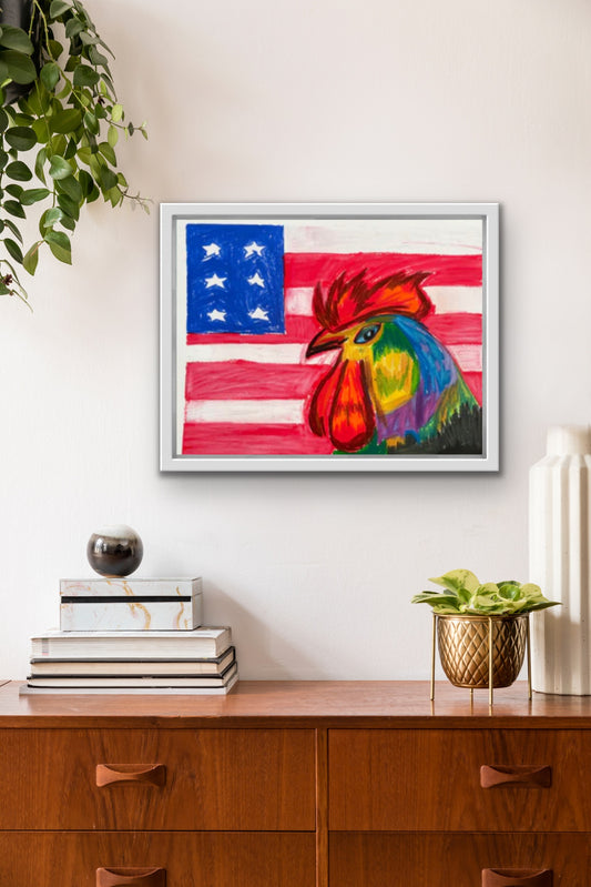 Patriotic Rooster - ORIGINAL 11x14"