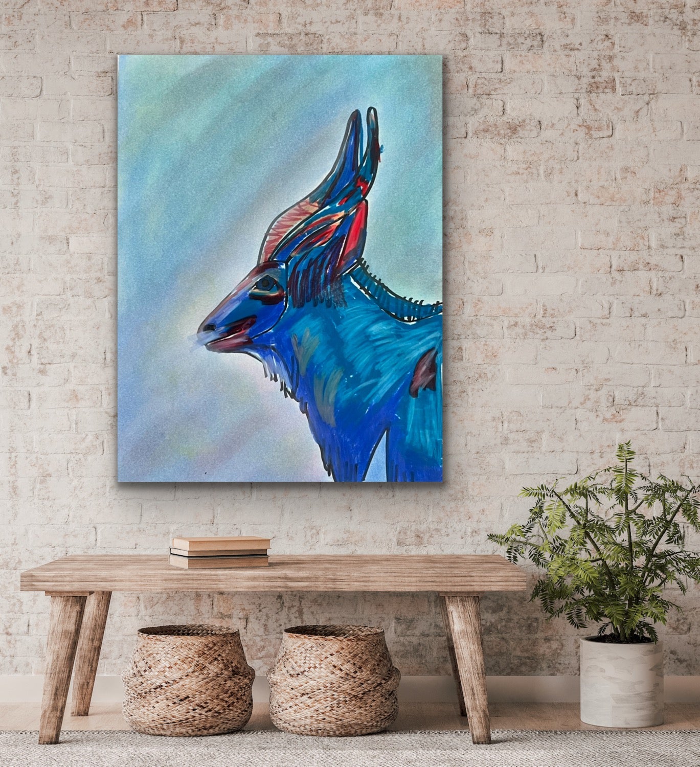 Nyala the Antelope  - ORIGINAL OIL PASTEL ARTWORK - 11x14"