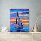 Purple Sailboat - Art Prints