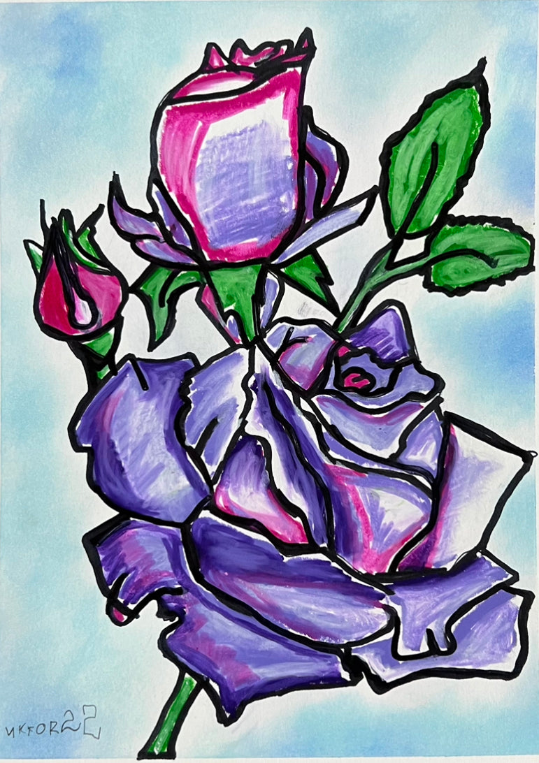 Purple Rose  - ORIGINAL 9x12"