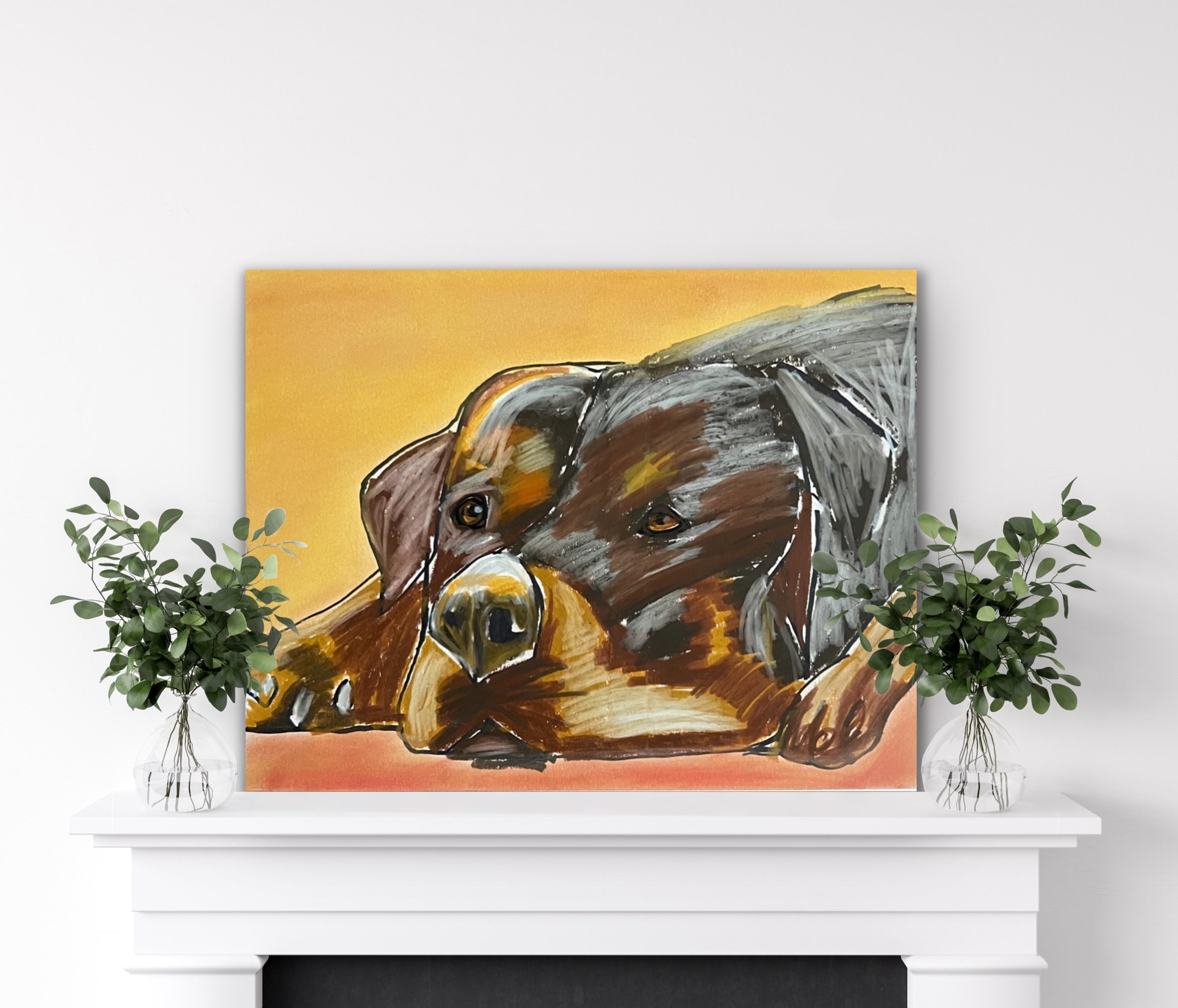 Rotweiler Dog - ORIGINAL OIL PASTEL ARTWORK - 11x14"