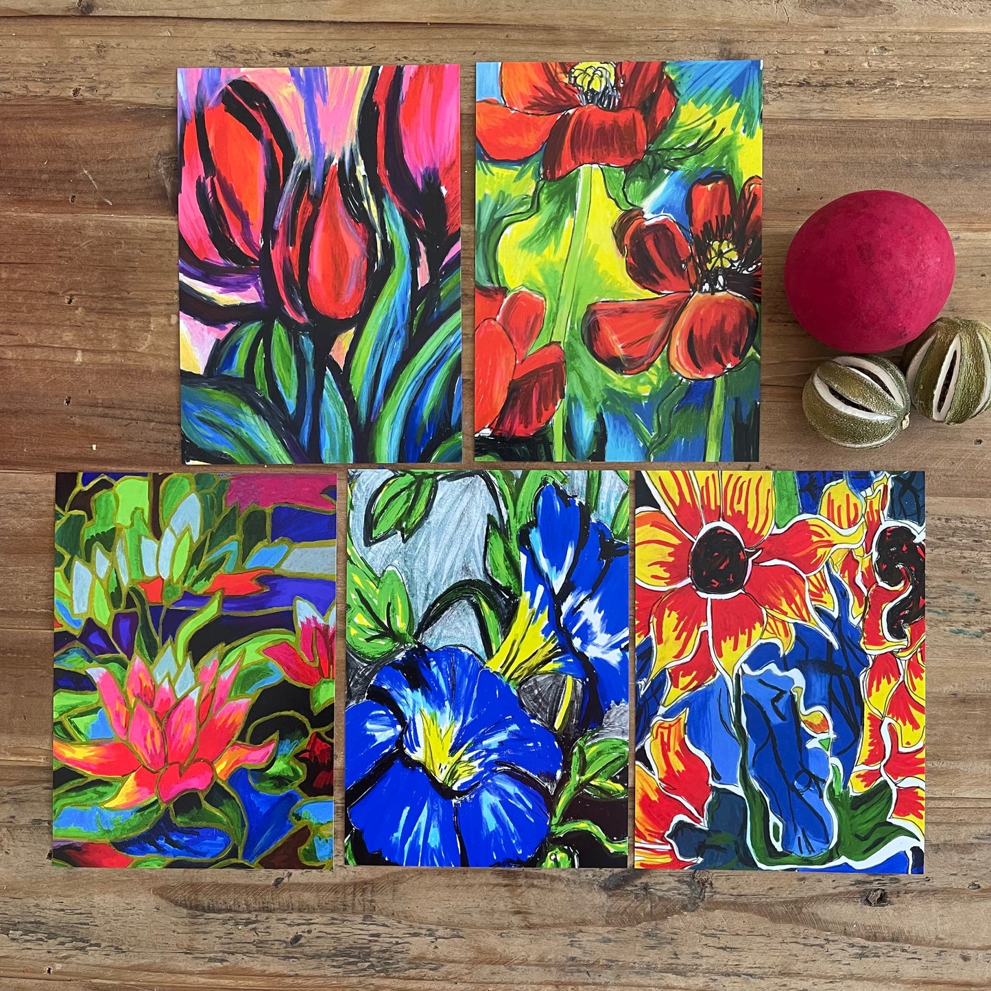 Flowers - Set of 5 prints 5x7" for $25 - Vichy's Art