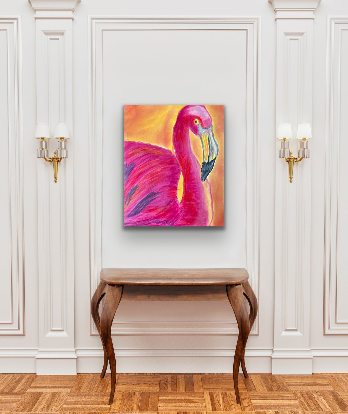 Pink Flamingo No2 - Stretched Canvas Print in more sizes