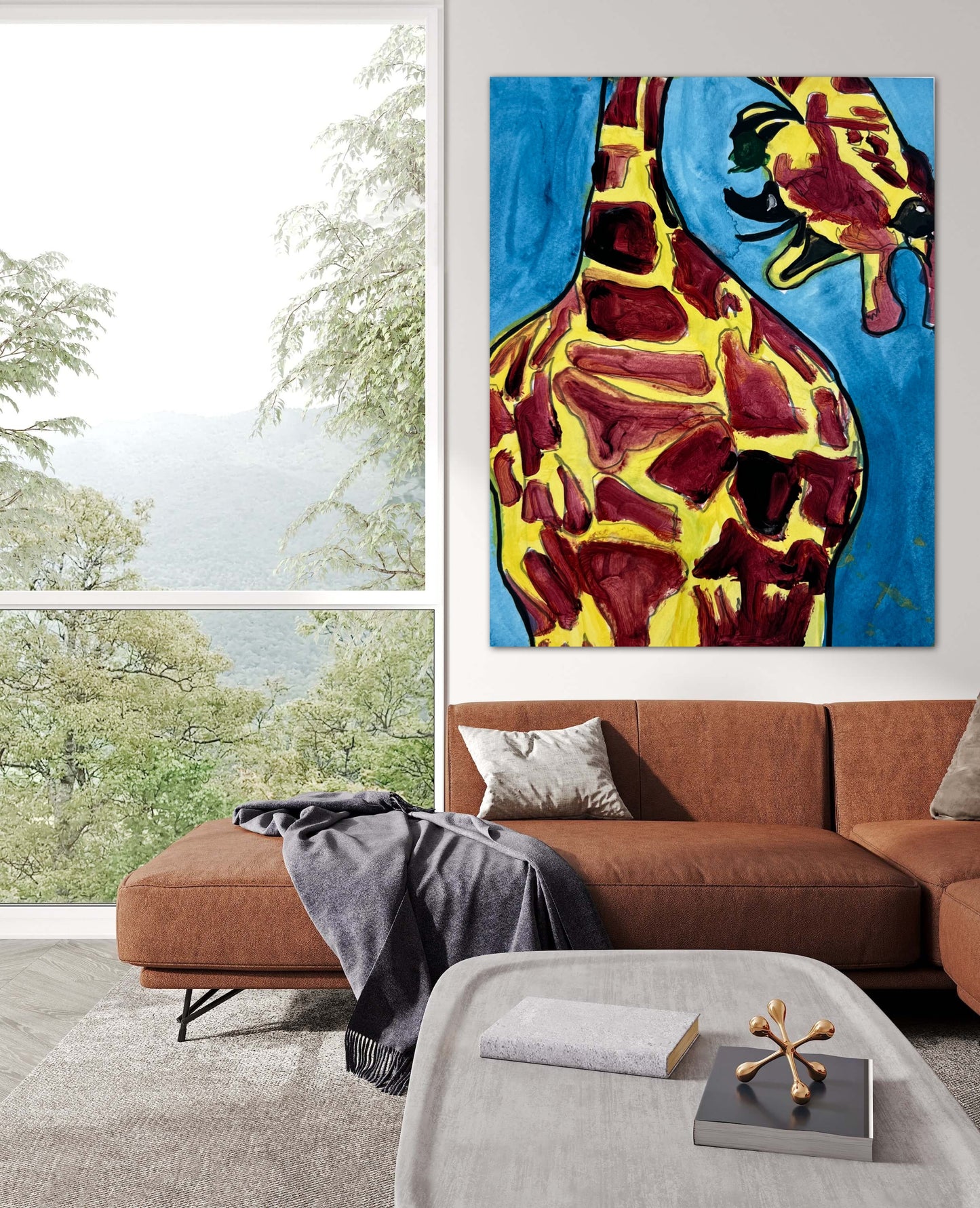 Upside Down Giraffe - Print, Poster or Stretched Canvas Print in more sizes