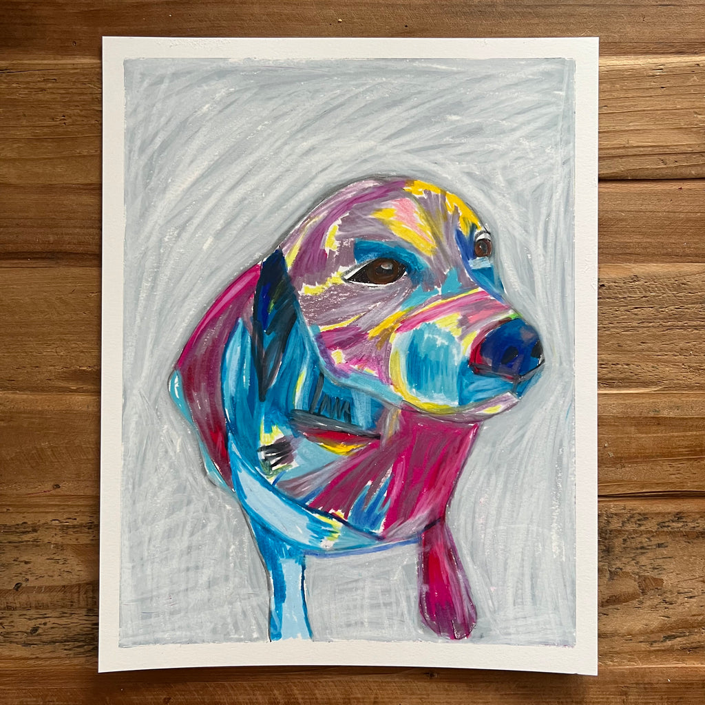 Colorful Labrador - ORIGINAL OIL PASTEL ARTWORK - 11x14"