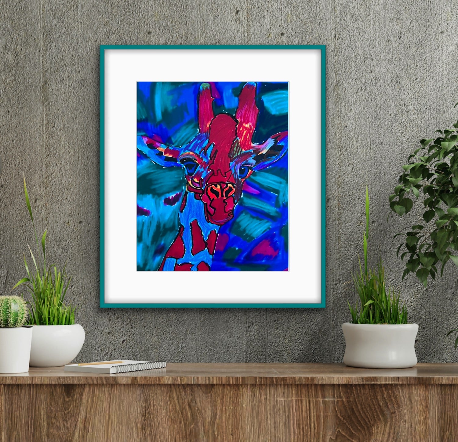 Colorful Giraffe - ORIGINAL 11x14"