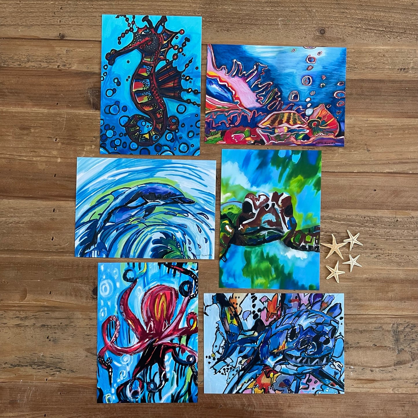 Marine life prints in size 5x7" - set of 6 for $25