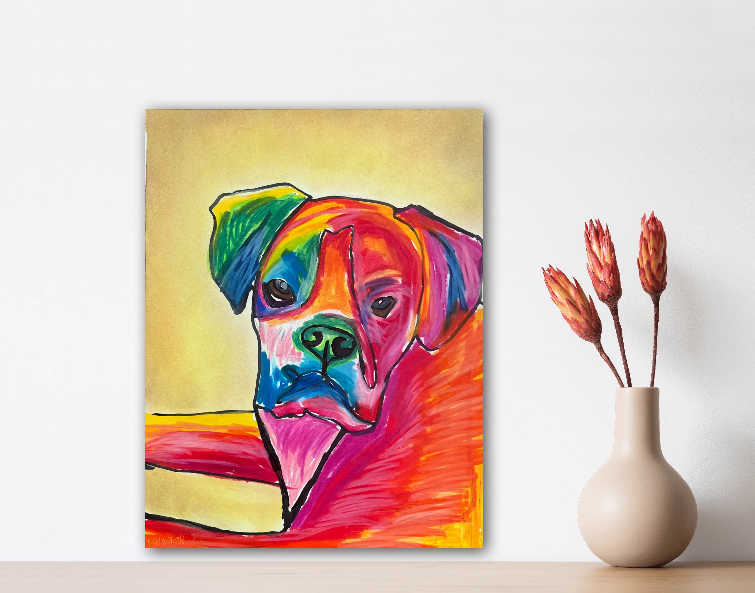 Red Boxer - ORIGINAL 11x14"