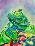 Iguana  - ORIGINAL OIL PASTEL ARTWORK - 11x14"