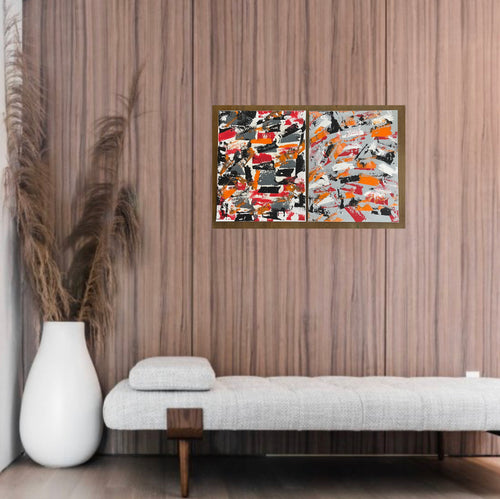 Bricks On The Wall - Set of two - ORIGINAL acryl on canvas 16x20” - Vichy's Art