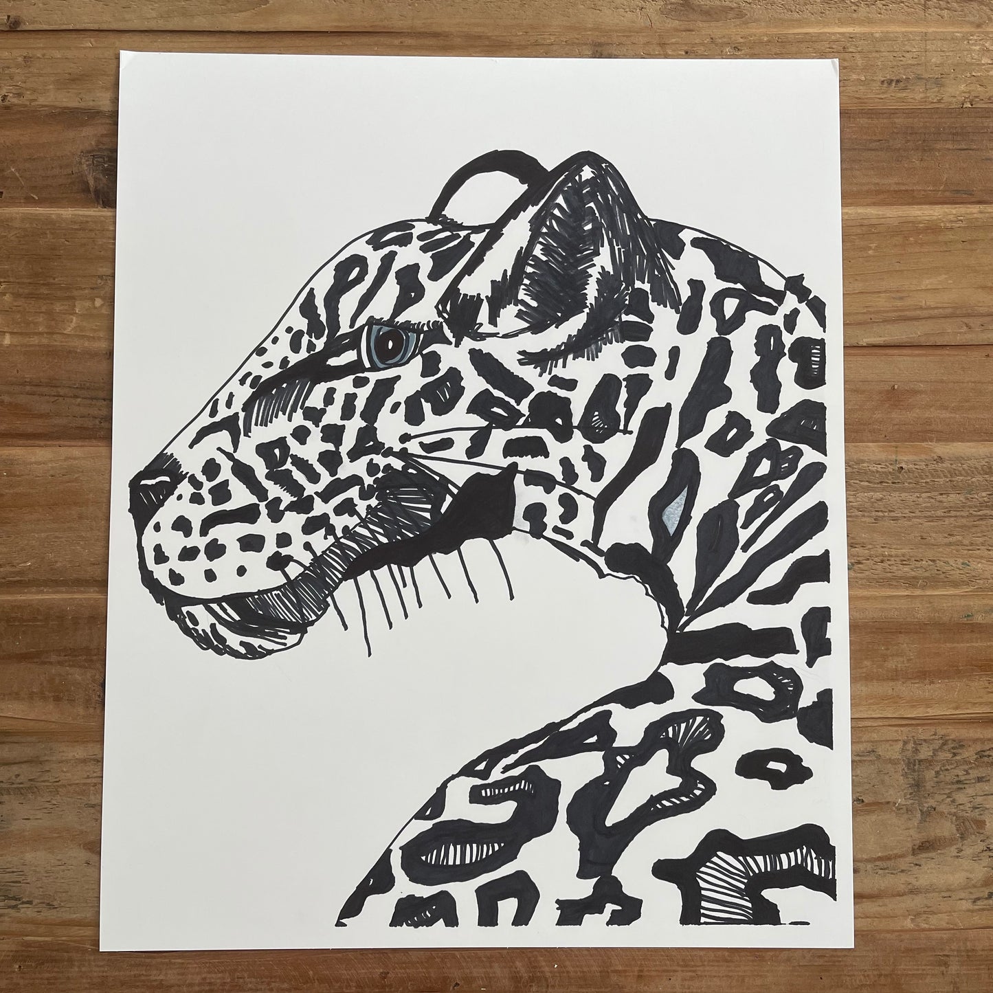 Black 'n White Leopard - ORIGINAL 14x17"