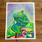 Iguana  - ORIGINAL OIL PASTEL ARTWORK - 11x14"