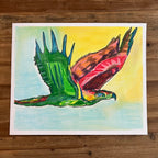 Hawk - ORIGINAL  OIL PASTEL ARTWORK - 14x17""