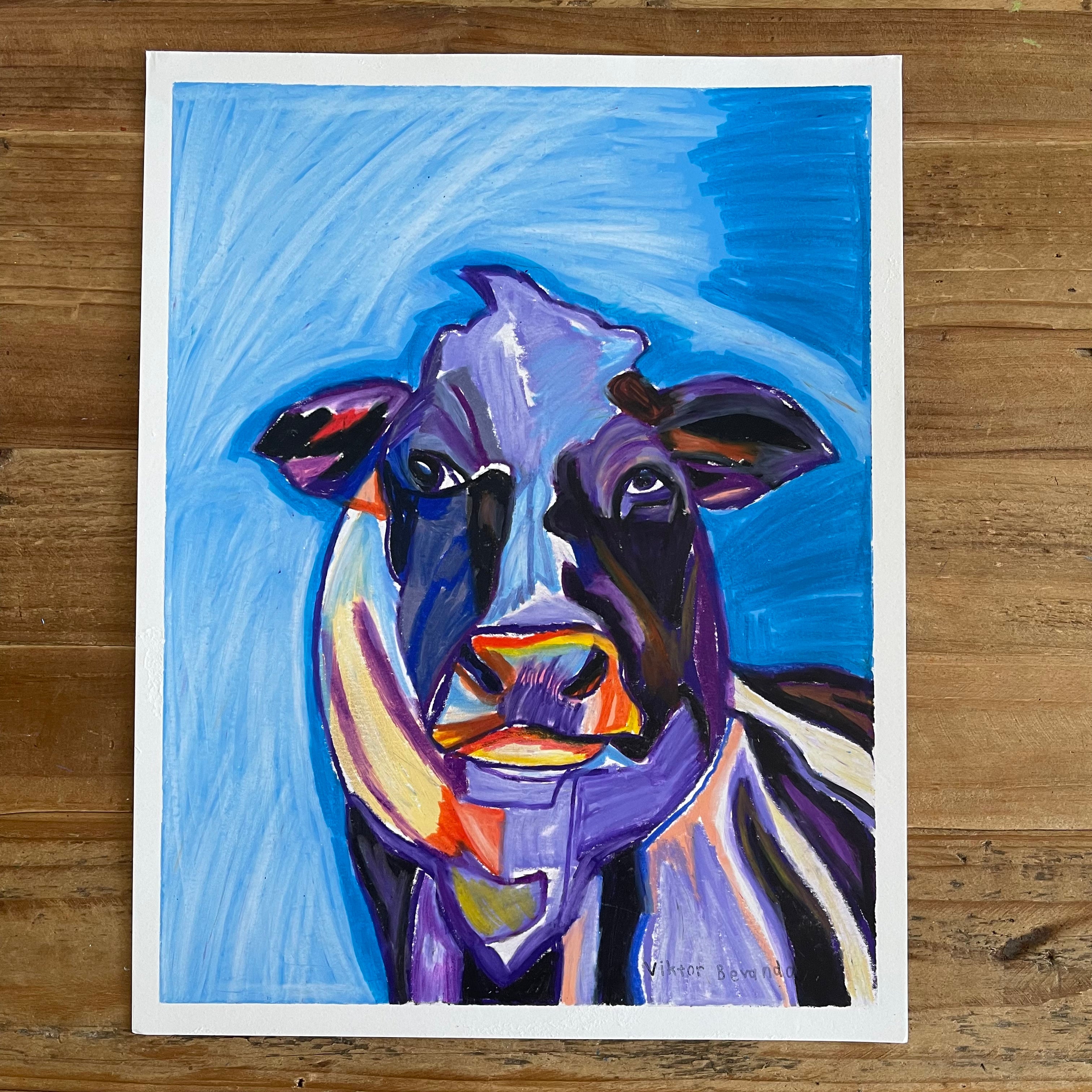 Purple Cow - ORIGINAL 11x14" - Vichy's Art
