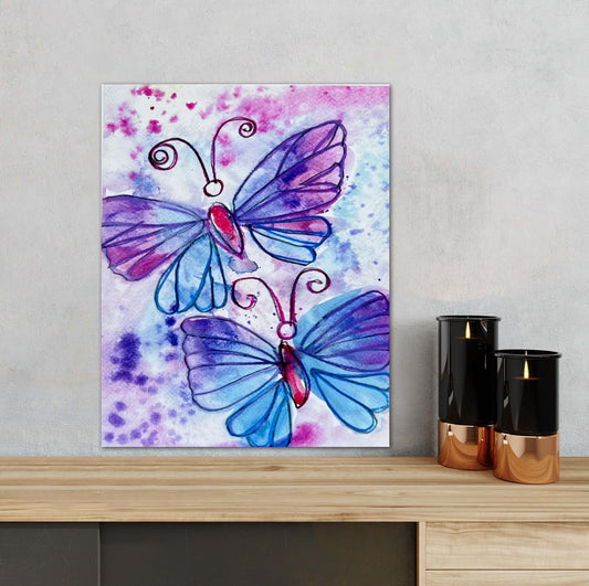 Two Colorful Butterflies - Stretched Canvas Print in more sizes