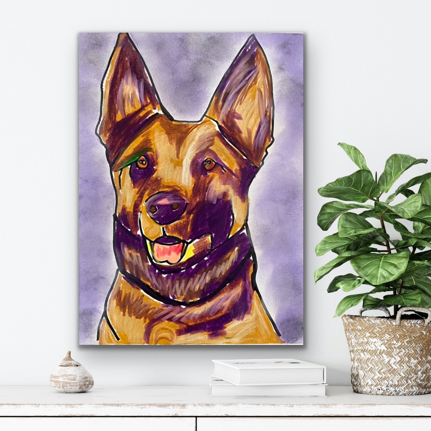 Purple German Shepherd - Fine prints of original artwork