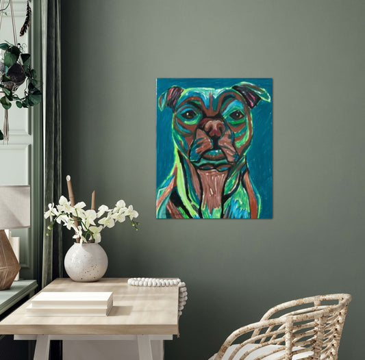 Green Pit Bull - Art Prints - Vichy's Art