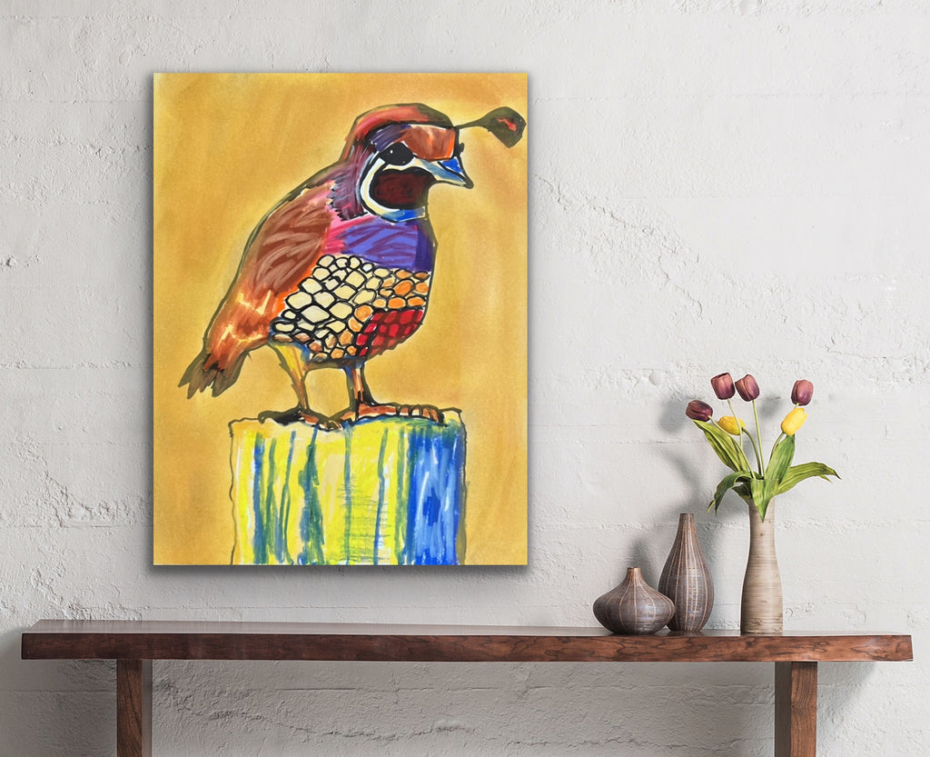 Quail Bird - ORIGINAL OIL PASTEL ARTWORK - 11x14"