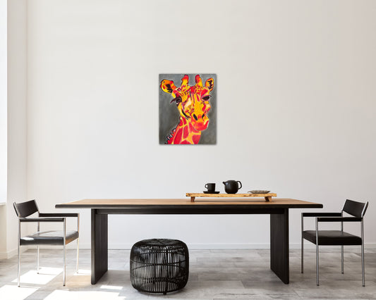 Red Giraffe - Stretched Canvas Print in more sizes