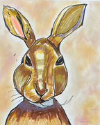 The Brown Rabbit - ORIGINAL  OIL PASTEL ARTWORK - 14x17""
