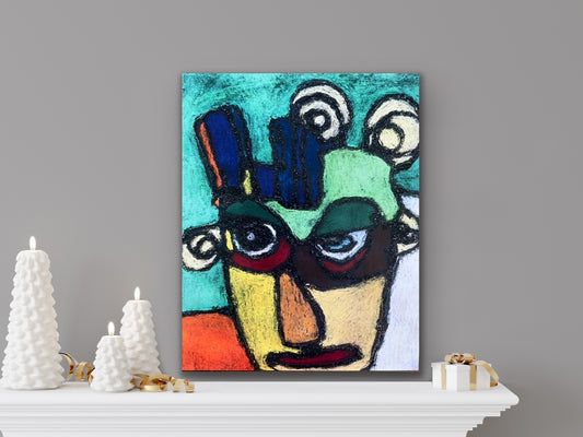 Face No 2 with glitter - Stretched Canvas Print in more sizes