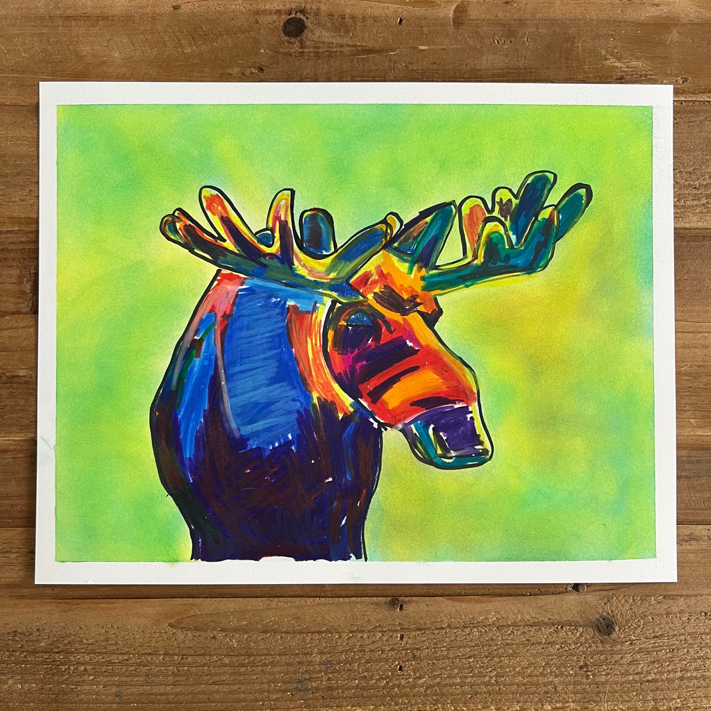 Moose  - ORIGINAL OIL PASTEL ARTWORK - 11x14"