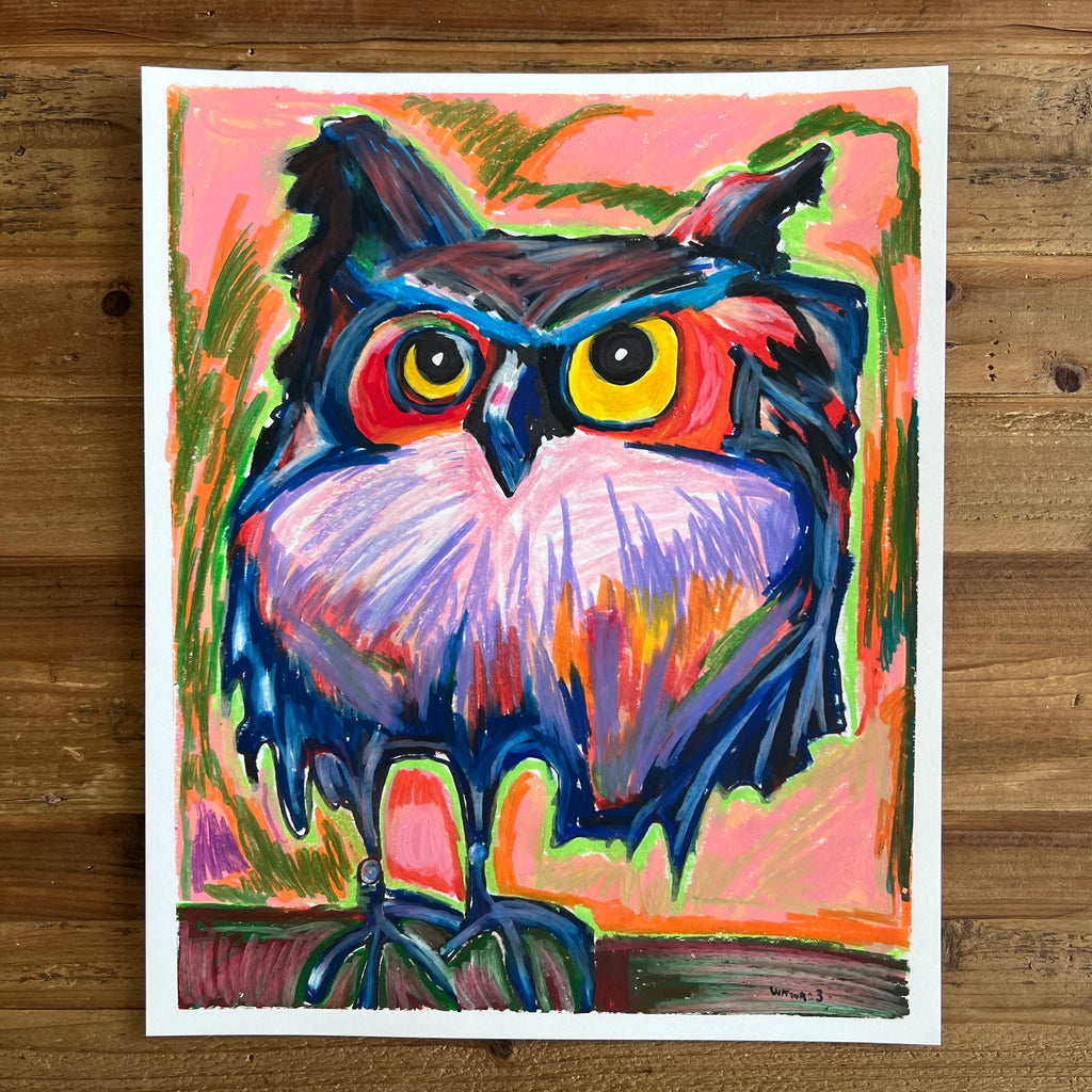 Colorful Owl - ORIGINAL  14x17”