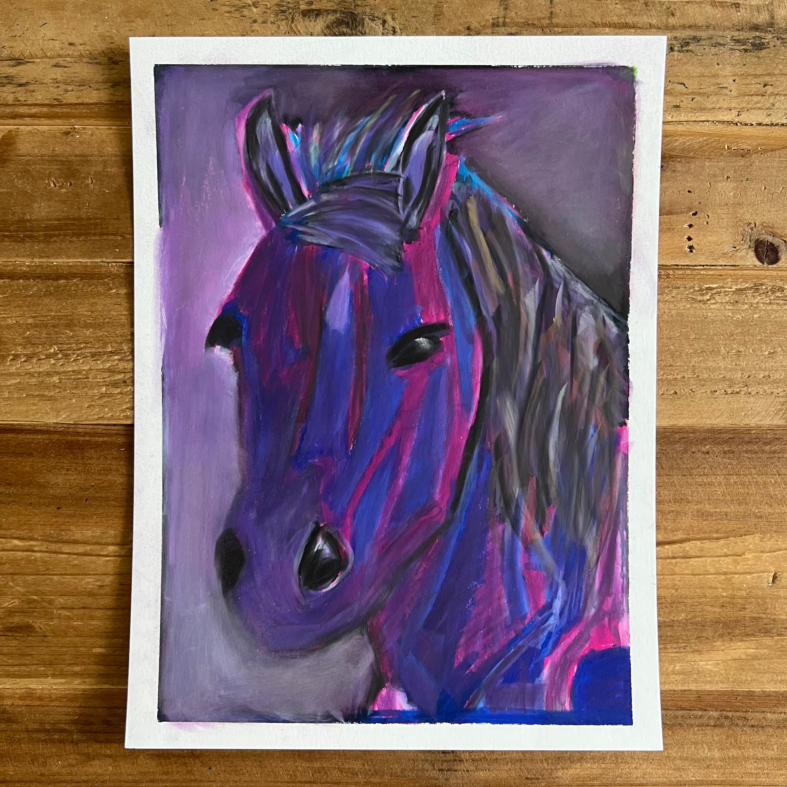 Purple Horse - ORIGINAL 9x12"